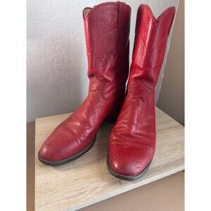 Vintage Justin Red Leather Cowboy Boots Women’s 8B